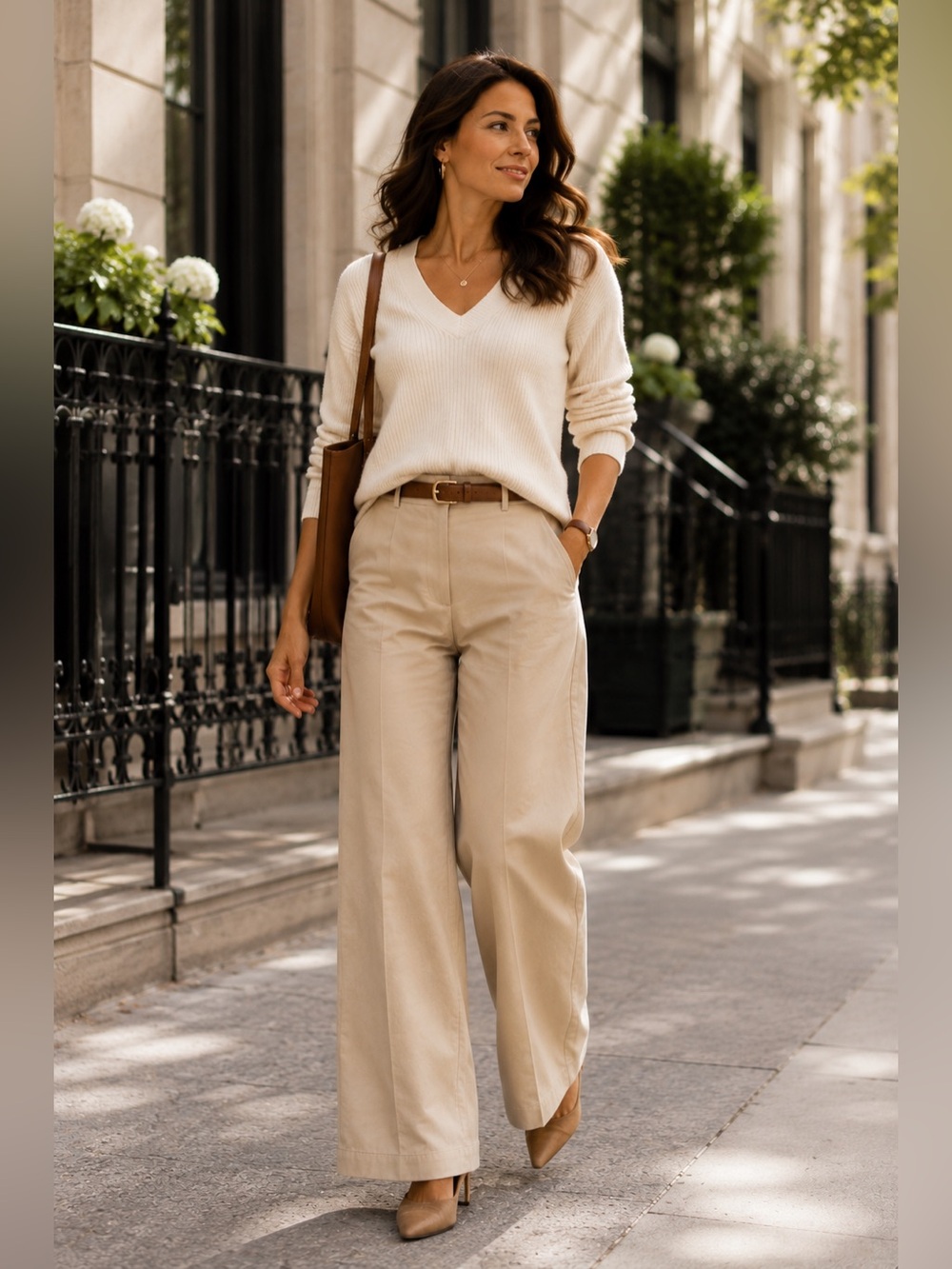 Lauren Ralph Lauren 100% Cotton Khaki Straight Leg Pants Women’s Size 12 Beige